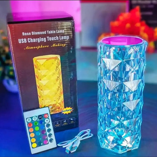 Crystal Lamp Rose Light Diamond Lamp 16 Colors with Touch Control USB Rechargeable Rose Light | Fancy Table Lamps for Home Decoration Gifts | For Drawing Room Corner / Floor & Bedroom Lampshade
